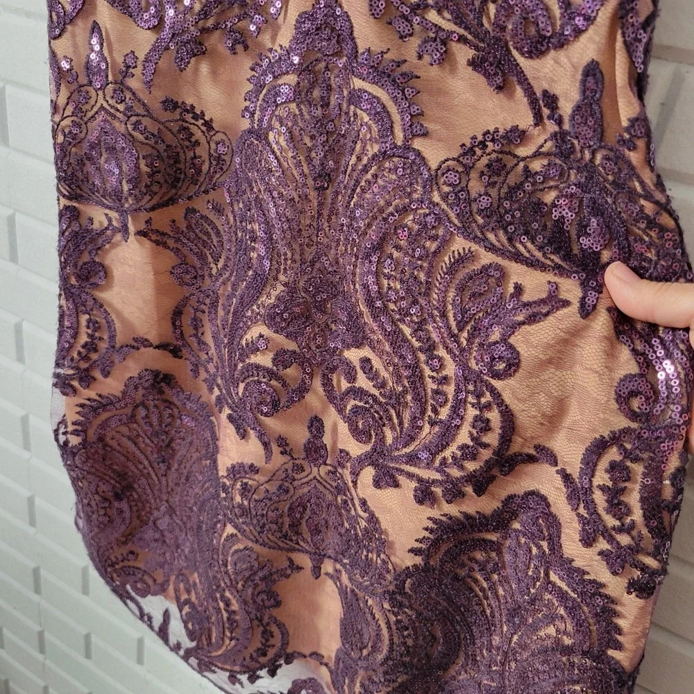 Free People Night Shimmers Mini Dress Sz 2 Purple Sequin Flapper Cocktail